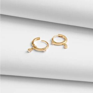 Madewell Demi-Fine Sapphire Charm Huggie Hoop Earrings